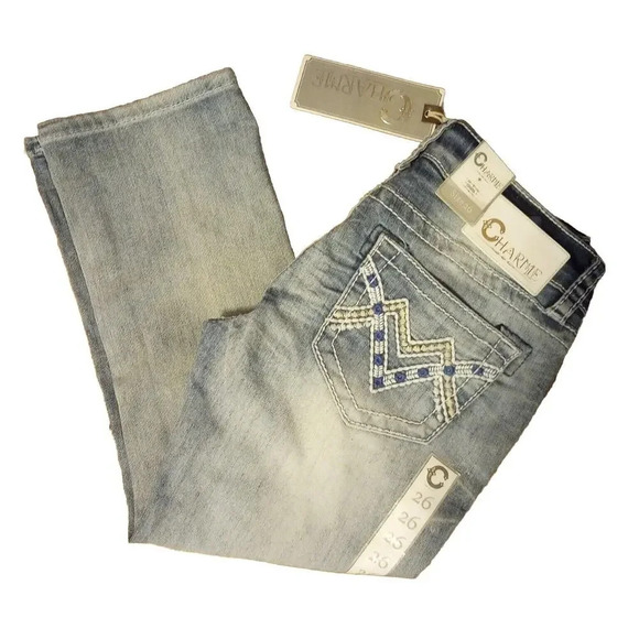 Grace in LA CHARME Capri Jean Low Rise thick thread Embroidered size 26 NWT - Picture 2 of 5